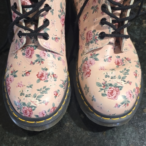 Dr. Martens Pink Floral Combat Boots - Picture 3 of 5